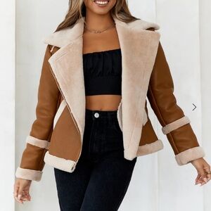 HOT COCOA FAUX LEATHER JACKET BROWN